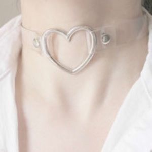 Clear Vinyl Heart Ring Choker
